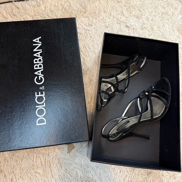 Dolce & Gabbana black strappy heel sandals black suede SZ 38.5 or 8 sexy style - Picture 14 of 14